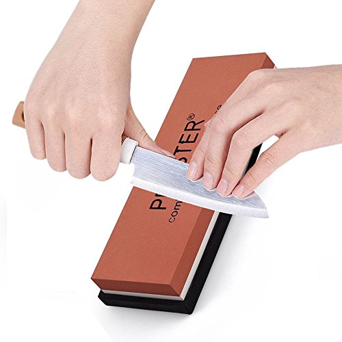 Proster Schleifstein Grit doppelseitiger Messerschärfer Wetzstein Wasserstein Körnung 1000/8000 mit rutschfestem Halter aus Silikon - 5