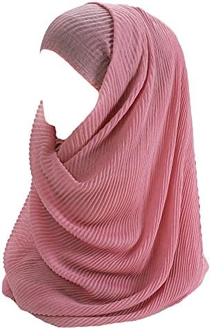 Lina & LilyPremium Cotton Pleated Hijab for Muslim Women, Maxi Head Scarf Shawl Wrap Lightweight