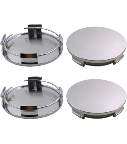 Enjoliveur Universel A25-38 4 Capuchons Centre Moyeu Universels 59mm/63mm - Cache-moyeux Alliage Argent - Pour Roues Auto Enjoliveur Plastique Argent