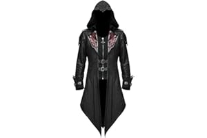 TMDD Mens Tailcoat Jacket Gothic Vampire Swallowtail Trench Coat Vintage Steampunk Outwear Fancy Dress Costume Halloween Party Cosplay Uniform, 12XL