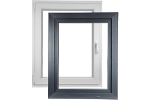 ALUCON Fenster 800x1000 mm – Kunststofffenster 80x100 cm – Flügelfenster Innen Weiß/Außen Anthrazit – DIN Links