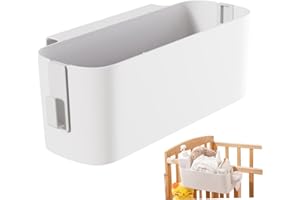 SWEETBIUTI Bedside Caddy Hanging Bedside Organiser Bunk Bed Caddy with 2 Hooks Plastic Bunk Bed Shelf Bed Organizer for College Dorm Room Baby Bed Rails, 13.1x4.5x4.7
