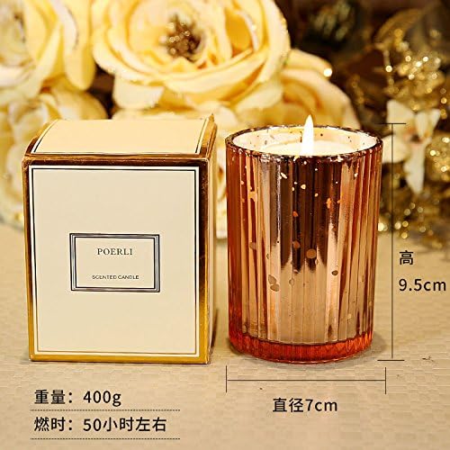 JJALZ Candle Scented Candle Gift Scented Candle Cup Smokeless Candle Romantic Candle Rose Gold,Large Stripes