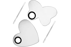 AYWFEY set di 2 palette e spatole professionali professionali in acciaio inox per miscelare cosmetici, per nail art, ombretto, fondotinta, colore argento