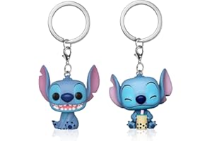 FYDZBSL 2pcs Stitch Peluche Porte-clés Lilo et Stitch Dessin animé porte-clés Comics Porte Cle Enfant pendentif poupée pendentif figurine jouet Fille Enfants Cadeau d'anniversaire 4.5cm
