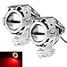 Produktbild LARS360 Motorrad LED Zusatzscheinwerfer Beleuchtung Scheinwerfer U7 Nebel Lampen Angel eyes mit Schwarz/Silber/Blau Aluminium Legierung Shell Wasserdicht Blau-licht/ Rot-licht Spotlight (Silber- Rot Licht)