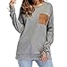 Produktbild Selou Ladies O-Neck Long Sleeves Hand Cuff Strap Pocket Blouse Cover blusen sweatshirt gestreift rollkragen tops farbblock langarm schulter slouchy pullover kontrastfarbe kapuzenpulli hoodies
