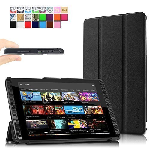 Infiland NVIDIA SHIELD Tablet K1 / NVIDIA SHIELD Tablet Hülle Case-Ultra Dünn Tri-Fold Smart-Muschel PU Leder Ultra Schlank Superleicht Ständer Smart Shell Cover Schutzhülle Etui Tasche für 2015 NVIDIA SHIELD Tablet K1 (Newest Version) / 2014 NVIDIA Shield 2 Tablet (8 Zoll)(mit Auto Schlaf / Wach Funktion)(Schwarz)