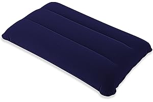 Idocolors Almohadas de Camping Hinchables Azul Flocada Almohada de Viaje Cojín de Aire Plegable para Acampada, Senderismo, Automóvil, Oficina, Avión