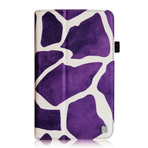 [Eckenschutz] Fintie Samsung Galaxy Tab 3 7.0 Lite T110 T111 T113 T116 Hülle Case – Slim Fit Folio Bookstyle Kunstleder Schutzhülle Cover Tasche mit Ständerfunktion für Tab 3 Lite 7.0 Zoll Tablet, Giraffe Lila - 5