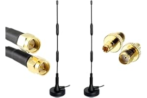 2 x UniteCom À Toute épreuve Gain élevé 4G/5G Booster Whip Antenne Omnidirectionnelle Forte Support Magnétique SMA TS9 Externe Intérieur Extérieur Internet Antenne Haut Débit Mobile