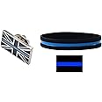 Thin Blue Line Union Jack UK GB Metal Tie Pin Lapel Badge & Thin Blue Line Silicone Wristband