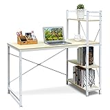 HOMFA Mesa de escritorio Mesa ordenador Movable Escritorio para oficina con 4 estantes 120*65*121cm