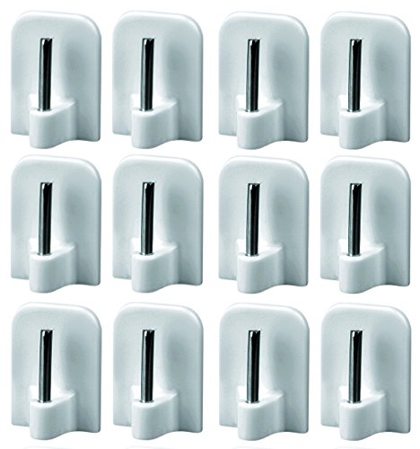 Preisvergleich Produktbild 12 Gardinenhaken selbstklebend Klebehaken für Vitragestangen Haken Gardine Gardinenstange Fenster Weiß 16x24mm