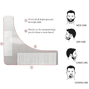 Beard Shaping Styling Template, Beard Shaping Tool with Comb Stainless steel Beard Styling for Perfect Lines & Symmetry… - Image 2