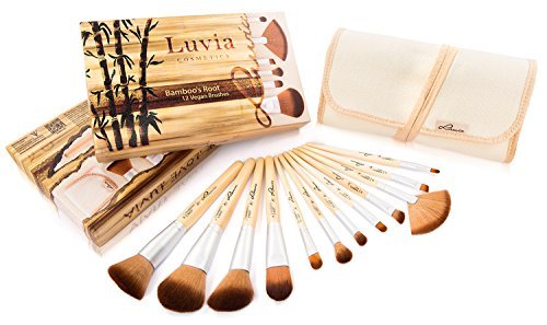 Luvia Cosmetics - Bamboo's Root - Make up brush set made of high quality Bamboo handle and original Taklon Hair - 12 Brushes including caringly designed linen pouch - Vegan - Also appropriated for people with pet hair allergy - Christmas and Advent Presents / Gift for Her