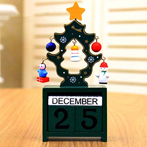 Preisvergleich Produktbild Einzigartige hölzerne Weihnachtskalender Hauptdekorationen niedliche Cartoon-Kalender-Verzierung Kinder - Grün
