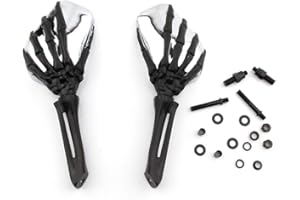 JANESHOP Moto Universal Skull alliage d'aluminium Rétroviseurs Squelette Pour Intruder Volusia/Yamaha/Shadow (Noir & Chorme)