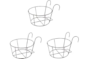 YOUNING Lot de 3 supports de pots de fleurs en fer à suspendre avec crochet pour pots de fleurs, balustrades de fleurs, pots de fleurs, pot de fleurs, support pour jardin, balcon, clôture, intérieur et