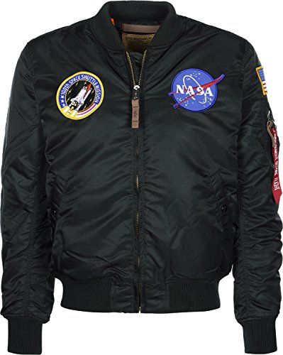 ALPHA INDUSTRIES MA- 1 VF NASA Bomber, Nero (Black 03), L Uomo