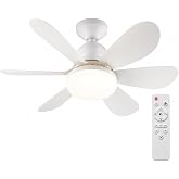 WELCOMEİN 5 Kanatlı LED Işıklı Tavan Vantilat&ouml;r&uuml; &ndash; Sessiz &Ccedil;alışan, Uzaktan Kumandalı, Modern Beyaz Tasarım