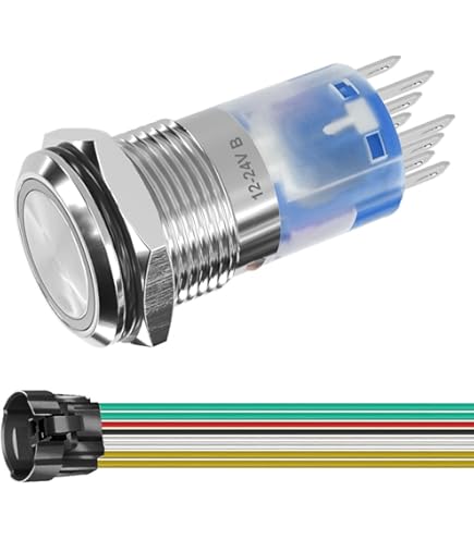 APIELE Interruttore A Pressione Da 19 Mm, 12 VDC 5 A, In Lega Di