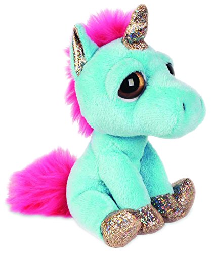 Suki Gifts Lil Peepers Fun Twinkle Blue Unicorn Plush Toy with Silver Sparkle Accents (Small, Blue/Pink)