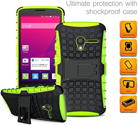 For OnePlus 5T (6.01" Screen) 2017 - MobiBax Prime Hard Silicone Strong Heavy Duty Shock Proof Dual Layer Armour Protective Case Cover with Built-in Stand in GREEN with STYLUS Touch Screen Pen