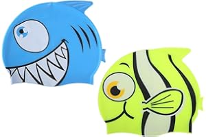 BOUTIKS® 2 pezzi Cuffia da Nuoto Bambini Cuffia Piscina Bambino in Silicone Antiscivolo, Impermeabile, Cura dei Capelli, Taglia Unica