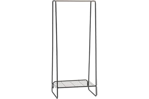 Iris Ohyama, ropa de vestir, vestuario, portaobjetos, estanterías sólidas, fácil montaje, multi-uso, diseño, escritorio, entrada, habitación, salón - Metal Garment Rack - Pi - B2 - Negro