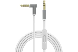 Toxaoii 1,4 m Weißes TPU-beschichtetes 3,5 mm Stecker Audiokabel mit Inline-Mikrofon und Steuerung für Beats Solo 2/3/4/Studio 2/3 Pro/Detox/Wireless/Mixr/Executive/Pill-Kopfhörer