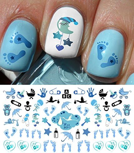 Its a Boy! Nail Art Decals - Footprints, Strollers, Storks & More! Great Baby Shower Gift! by Moon Sugar Decals