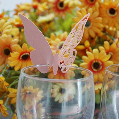 ROSENICE Glas Platzkarten Hochzeit Geburtstage Taufe Party Tischkarten Namenskarten Glasanhänger für Weinglas Cup Deko Hochzeitsfeier – 50 Stücke - 2