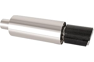 Krtopo 2.5"/63MM Inlet Car Exhaust Muffler Silencer Stainless Steel Diesel Exhaust Resonator Muffler Tip Turbo Sound 20.9" Length Universal Straight Rolled Edge Beveled for Sedan SUV (Carbon Fibre)