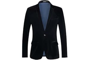 Foweknow Blazer, giacca da uomo slim fit, in velluto, classica, sottile, autunno, inverno, versatile, funzionale, per matrimonio, maschera, ballo, smokings, alla moda, per attività all'aria aperta