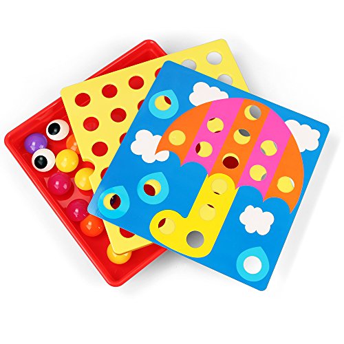 NextX Early Learning Educational Toys -Button Art Mushrooms Nails Preschool games Kid Toys for boys and girls