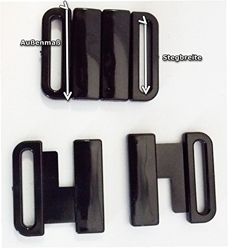 2 Bikiniverschlüsse schwarz 15 mm