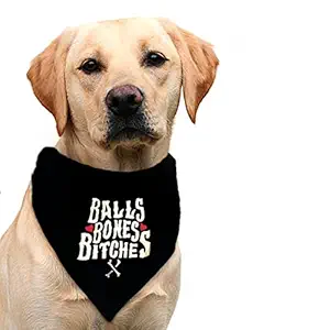 That Dog In Tuxedo Balls Bones and Bitches Dog Bandana/Dog Scarf with Adjustable Dog Collar (Size - M-L)
