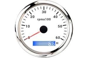 ELING Compte-tours 85 mm 0-6000 tr/min avec écran LCD 7 couleurs rétroéclairage pour camionnettes, camping-cars, bateaux