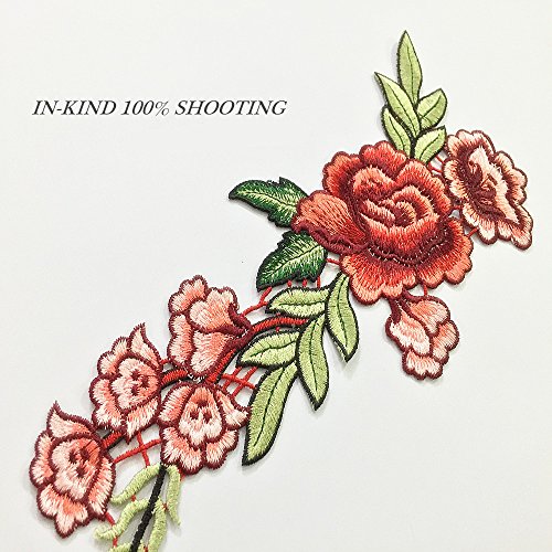2 Stk Stickerei Rose Blume Stickerei Spitze Nähen Bügeln auf Patches Tasche Hut Jeans Kleid Applique Fertigkeit - 4