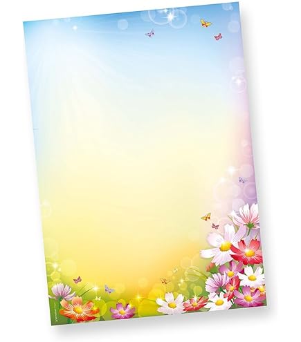 Set Complet De 20 Pièces Fleurs & Pétales, VRILLES DE ROSES 10 Feuilles De Papier à Lettres Et 10 Enveloppes DIN LONG Sans Fenêtre | Paper-Media