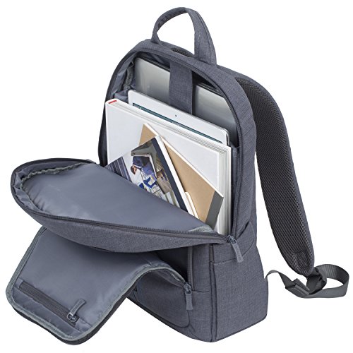RIVACASE Notebook Rucksack bis 15 6        Stilvolle Tasche aus wasserabweisenden Material und extra verst  rkten Seiten - Grau