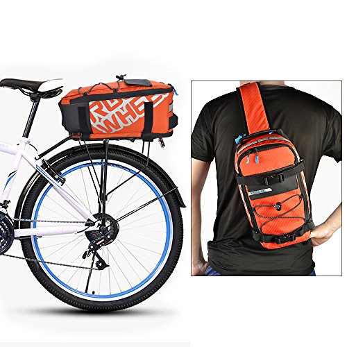 Roswheel 2 in 1 Gepäckträgertasche Radtasche Rucksack Wasserdicht 5 L mit Reflektierendem Band Outdoor (Orange)
