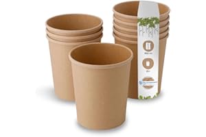 BIOZOYG Ekologiczny kubek papierowy, kubek do jedzenia, kubek z kartonu, brązowy, kompostowalny, kubek na zupę, kubek do lodów, tekturowy, 25 jednorazowych kubków, biodegradowalny, 800 ml