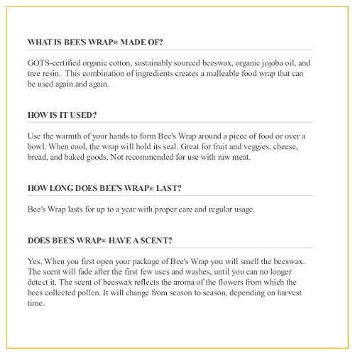Bee’s Wrap Bienenwachstücher 3er Set (Small, Medium, Large) – Die umweltfreundliche Alternative zu Plastikfolie - 4