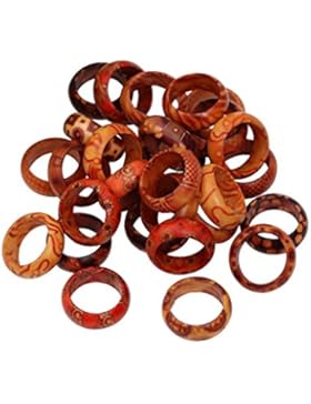 MagiDeal 50x Rund förmig Holzringe für DIY Handwerk Basteln Baby Spielzeug Herstellen