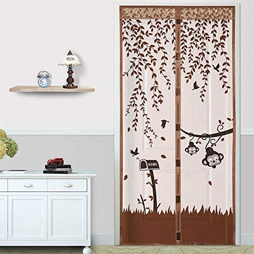 Preisvergleich Produktbild Magnetische Fliegenschutztür im Sommer-Affenstil hält Insekten vom Fliegengitter fern Vorhang aus Mückengitter passt für Türen bis zu 120 x 220 cm,Brown,90x210CM
