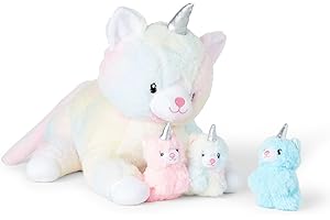 DELUXE PAWS Snugy Babies 5 w 1 pluszowe zabawki z 4 dziećmi w brzuchu (Kot jednorożec)