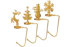 Kimuwote Tisch Handtaschenhalter Haken,4 Stück Tragbare Tischhaken für Weihnachtsstrumpf Halter, Goldener Weihnachtsstrumpf Haken, Metall Handtaschen Tischhalter, Geschenk für Frauen & Mädchen