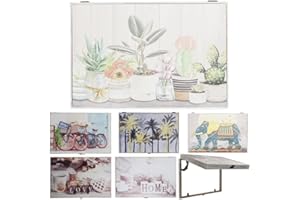 ALJOIR Tapa Contador de Luz Decorativo Tapa para Contadores de Luz 46 x 6 x 32cm Cubre Contador Eléctrico de Madera Diseños Modernos (Plantas)